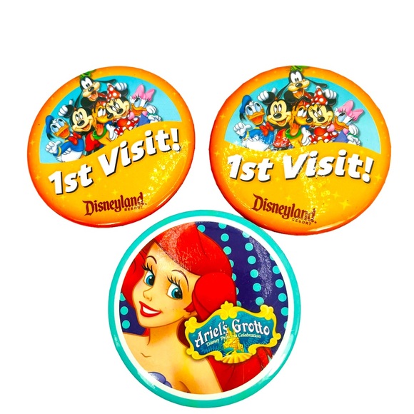 Disneyland Button Pins Lot Of 3 Ariel’s Grotto And 1st Visit - Picture 1 of 6